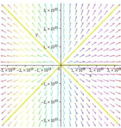 Figure 1.5 – (0,0) est un noeud propre instable