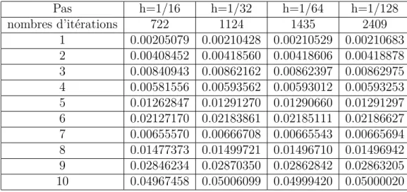 Tableau 3.6 – Résultats par la méthode du Lagrangien pour IP 2