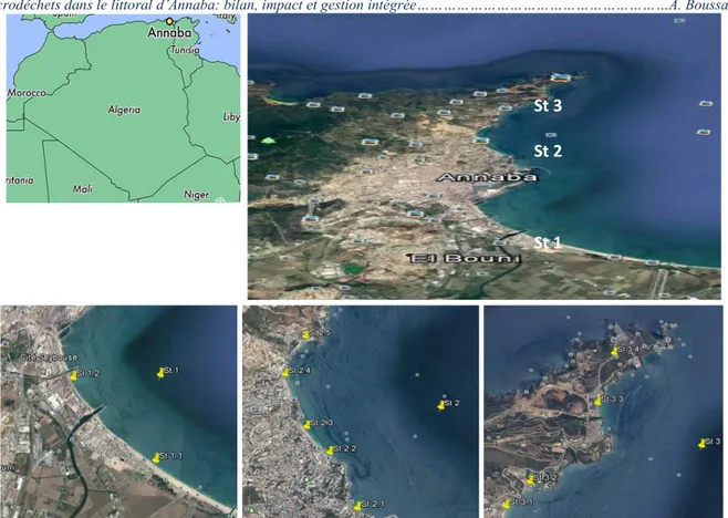 Figure 47: Images satellitaire montrant l'emplacement géographique des stations et sous-stations  sélectionnées (Google Earth 2018 modifié)