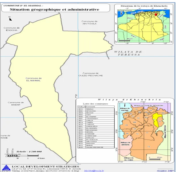 Fig. 2. Carte de situation géographique et administrative de la zone d’étude (Source : 