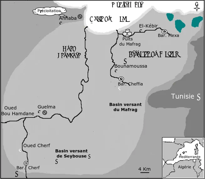 Figure 5 :  Contexte géographique de  golfe d’Annaba, l’estuaire du Mafrag et Oued 