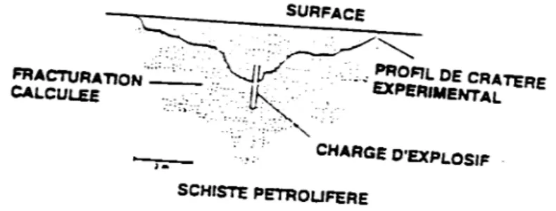 Fig 2.1  Comparaison du profil expérimental et calculé du massif              fracturé par le logiciel SHALE (d'après Adams et al, 1983) 