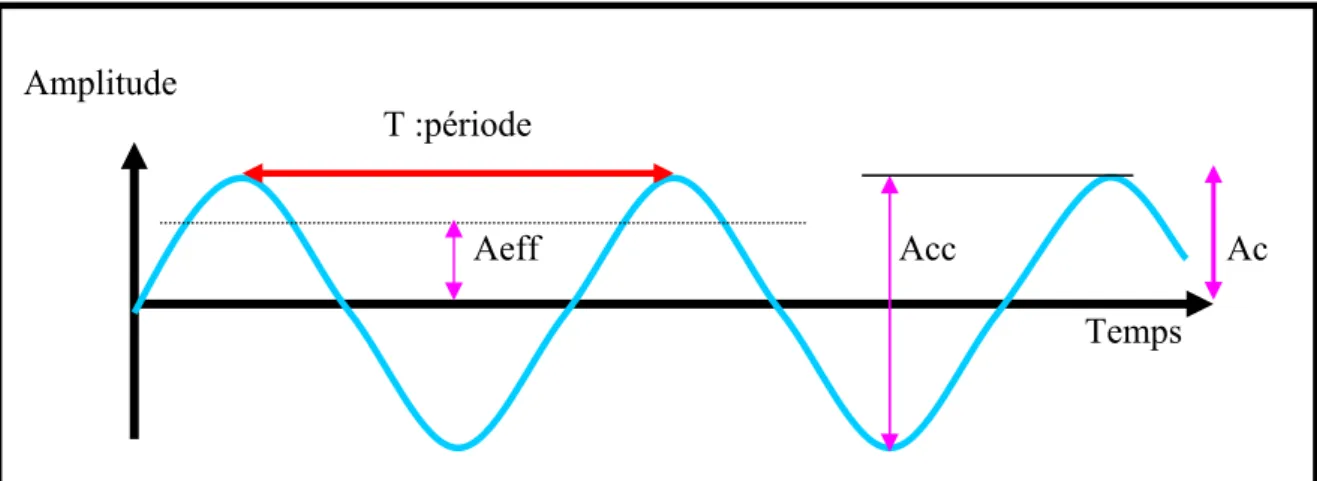 Figure II-6 : La représentation des différentes amplitudes (vibration sinusoïdale) 