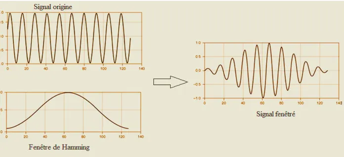Figure 2.3.  Fenêtrage d’un signal sinusoïdal 