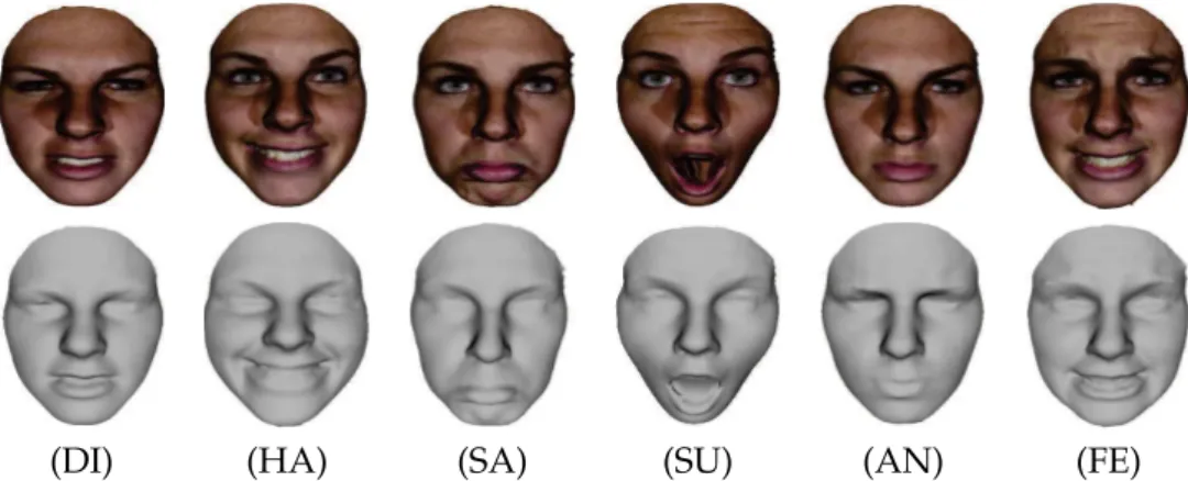 Figure 2.5 – Face expressions from BU-3DFE dataset for the same subject. 3D textured