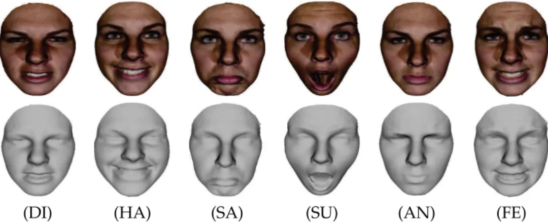 Figure 2.5 – Face expressions from BU-3DFE dataset for the same subject. 3D textured