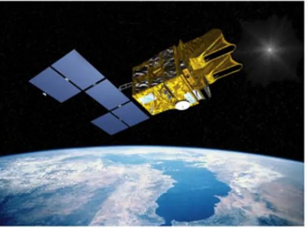 Figure I-1.  Représentation du satellite SPOT5 [Mrn13]  4.2  Le satellite Orbview   