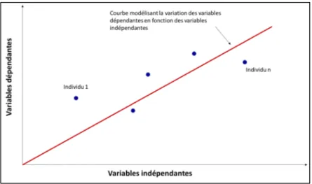 Figure 2. Représentation d’un modèle statistique par régression linéaire. 