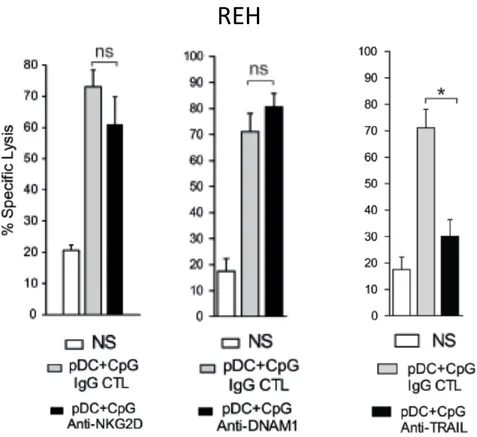 Figure  9:  Lyse  REH  sensible  à  la  voie  des  récepteurs  de  mort.  Les  récepteurs  NKG2D, 