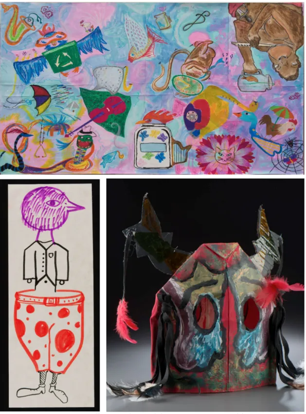 Figure 1.  Œuvres réalisés par des participants à Espace Transition au Musée 