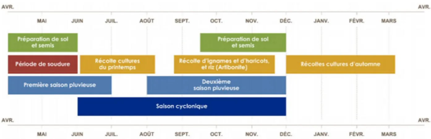 Figure 5 : Calendrier saisonnier d’Haïti (USAID, 2014) 