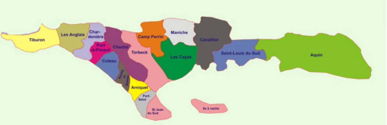 Figure 7 : Carte du département du sud (CSCCA, 2017) 