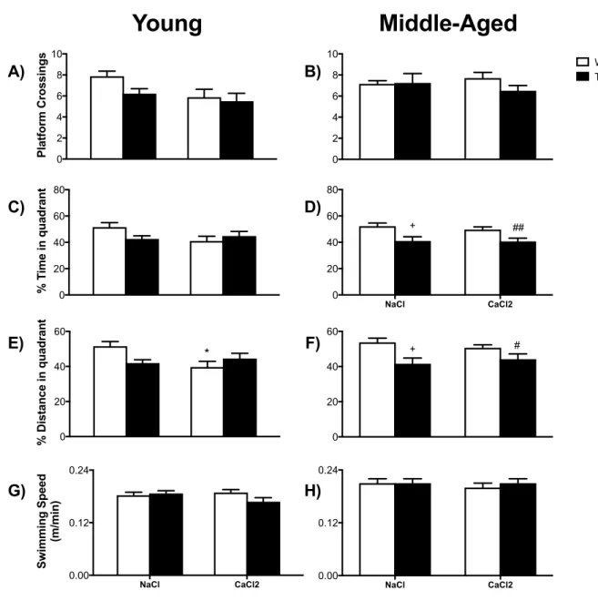 Figure 6 MWM Probes of young and old mice conducted 1 month post-surgery. 