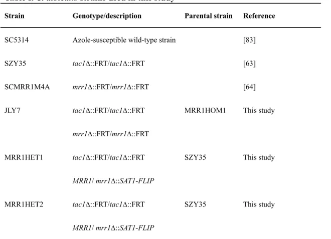 Table I. C. albicans strains used in this study 