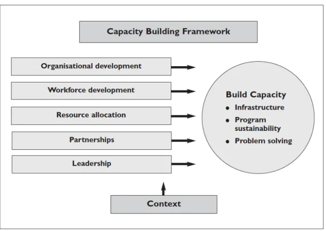 Figure	1.	 Le	modèle	de	renforcement	des	capacités	du	NSW	Health	Department	(2001)	