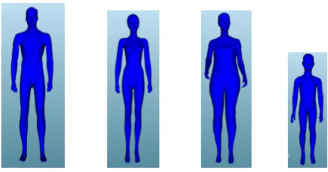 Figure 4 Mannequins virtuels obtenus avec le numériseur portable et transférés sur le logiciel BurnInjuries 