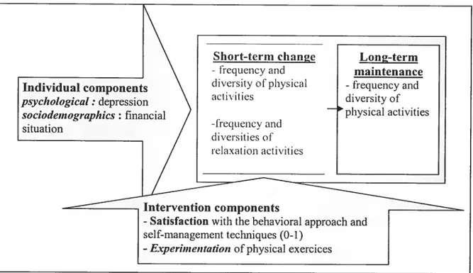 figure 3. New con ceptueÏ modeÏ Individual components psyclwtogicat: depression sociodemographics: financial situation —Intervention components