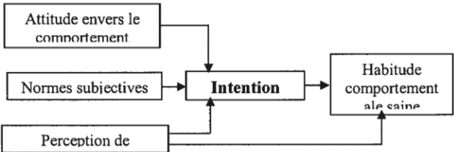 Figure 3. La Théorie du comportement planifié de Ajzen 1985 et Schifter &amp; Ajzen 1985 (Coutu 2000)