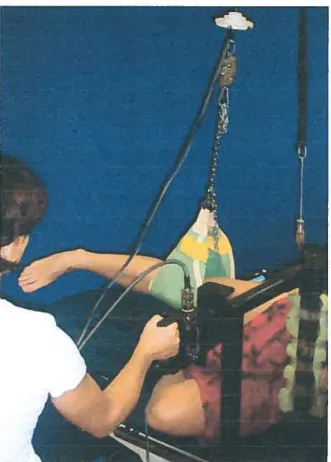 Figure 8: For the EPM assessment of the bip, the subject was Iying on his Ieft side and the right Iower 11mb was supported in a suspension system to counteract gravity.
