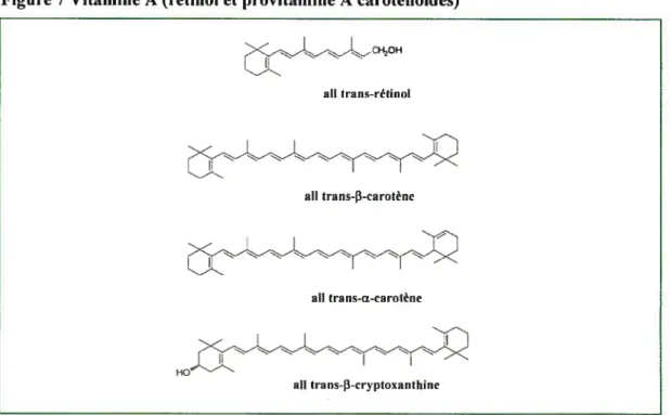figure 7 Vitamine A (rétinol et provitamine A caroténoïdes)