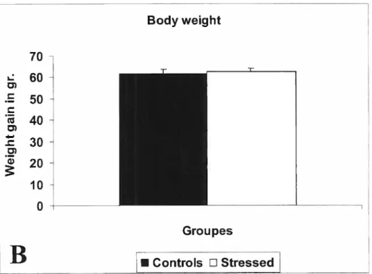 Fig. lB. Comparison of increase in body weight in control and experimental (stressed) pups during the twenty five first days of life