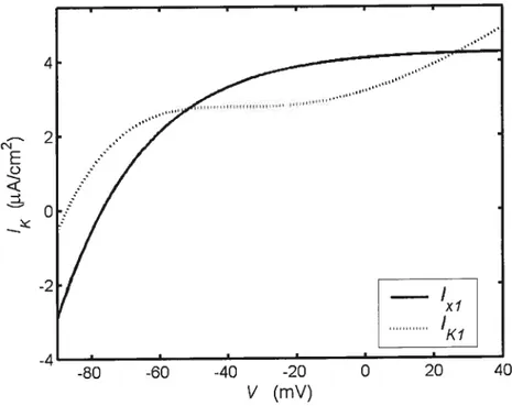 Figure 1.4 Le courant potassique ‘K! fonction de V seulement et le courant ‘d en voltage