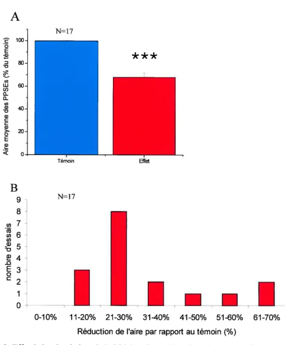 Fig 3: Effet de la stimulation de la RLM sur les PPSEs trigéminaux des cellules RS