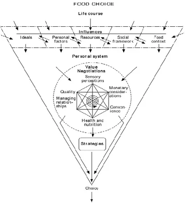 Figure 1 : Modèle conceptuel des composantes du processus du choix alimentaire 