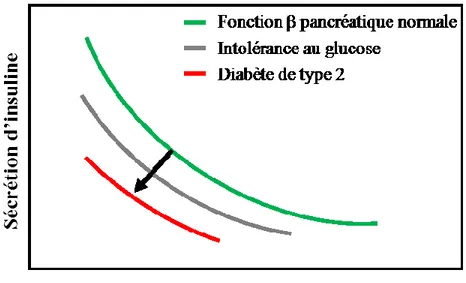 Figure 1: Détérioration de la fonction bêta pancréatique. Chez un individu 