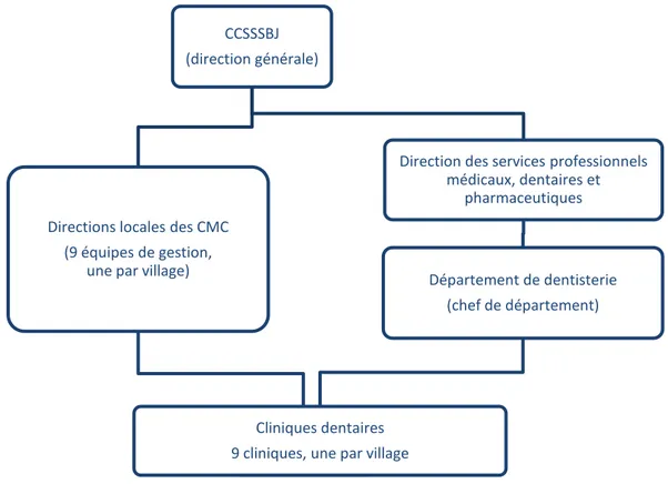 Figure 2 – Structure administrative des cliniques dentaires 