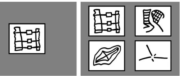 Figure 1. Exemple d’une image présentée lors de la tâche non verbale et les choix de réponses 