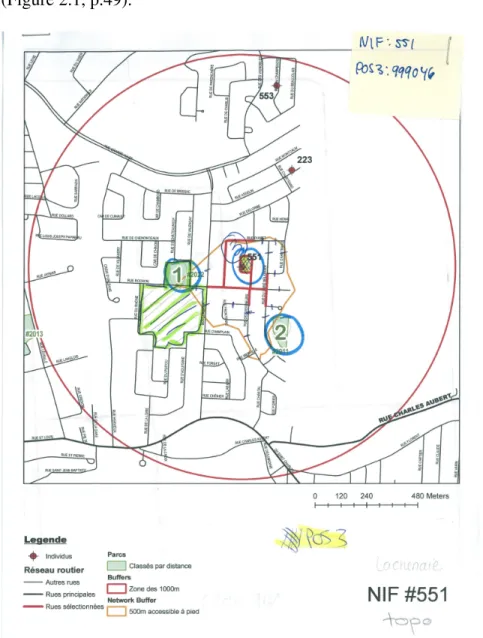 Figure 2.1. The found park, number 3, was drawn onto the map and a number 3 was  circled beside it