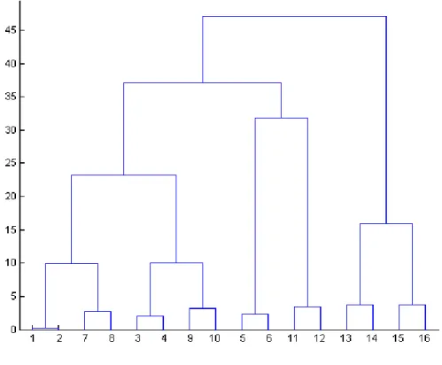 Figure  10:  Hierarchical  binary  tree  structure  or  dendrogram  illustrates  the  result  of  a  hierarchical clustering analysis