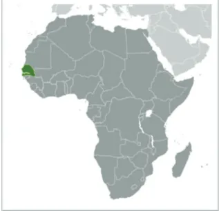Figure 1: Carte du Sénégal en Afrique, (CIA  World Factbook 2010) 