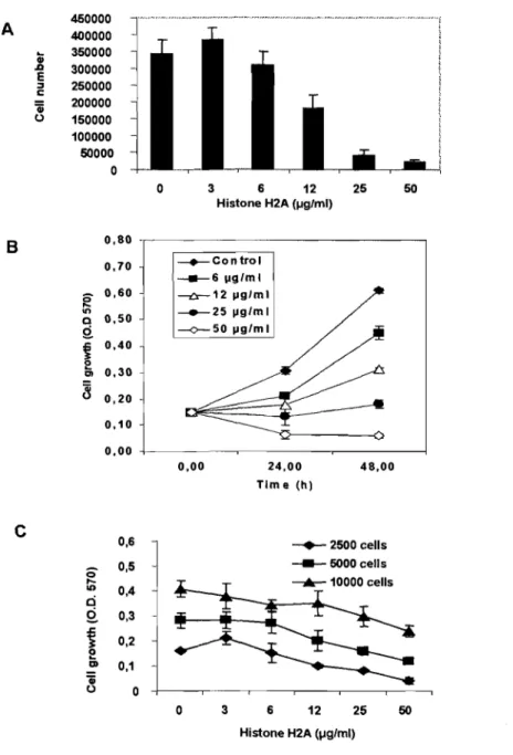 Figure 1.  EfTects  of histone H2A on MCF-7 cell proliferation. 