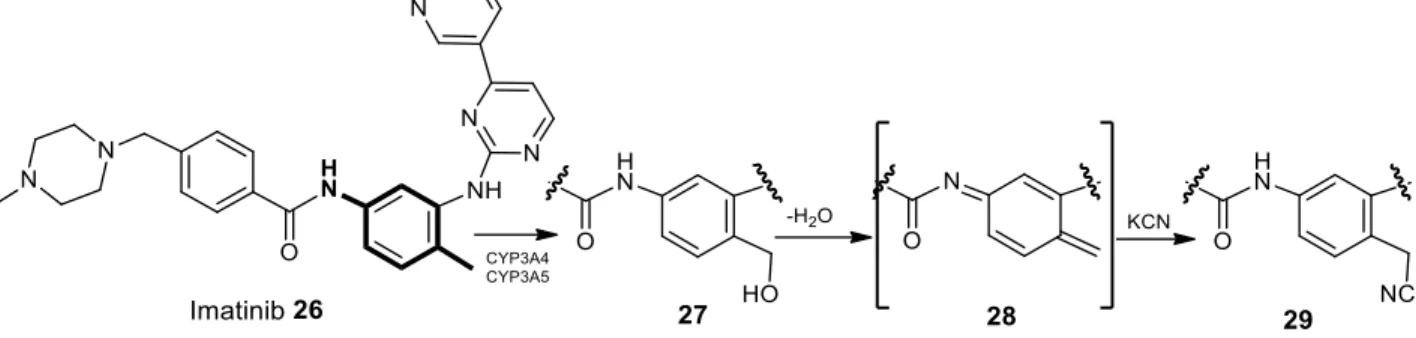FIGURE 9: Proposed mechanism of lapatinib metabolic activation to a p-benzoquinone-imine upon O- O-dealkylation