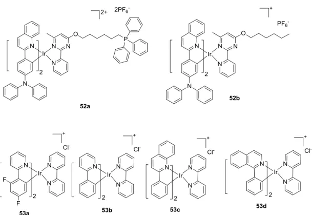 Fig 1.4.7 Iridium(III) complexes as PSs reported by Zhao and co-workers (52a and 