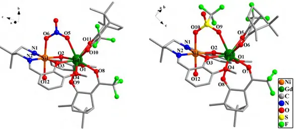 Figure 1.5 : Structure moléculaire d’un diastéréoisomère du complexe 10 (gauche) et du complexe 11 