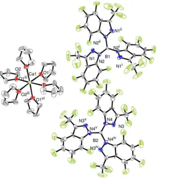 Figure 1.9. ORTEP drawing of [Ca(THF) 6 ][F 21  Tp 4Bo,CF3 ] 2  (4). 