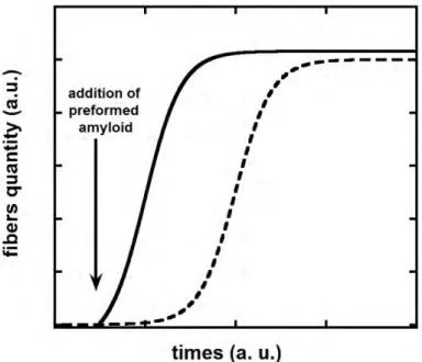 Figure 4. Theoretical curve of the aggregation process (dotted lines), which shows the typical 
