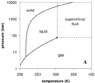 Figure I.1.  Pressure-temperature  phase  diagram  for  pure  CO 2 . Reprinted  from 