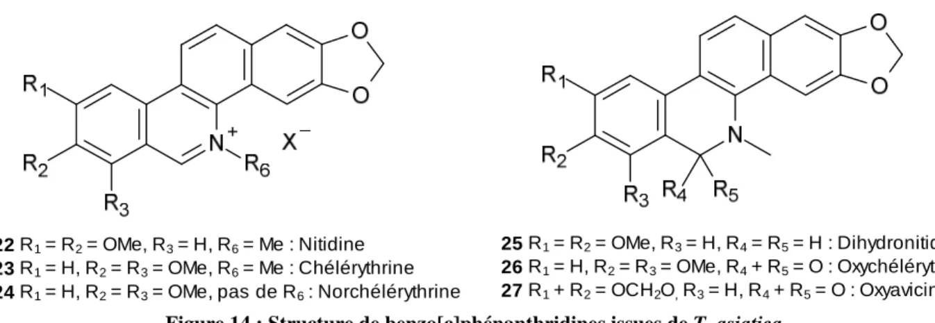 Figure 15 : Structure de benzo[c]phénanthridines issues du genre Zanthoxylum 