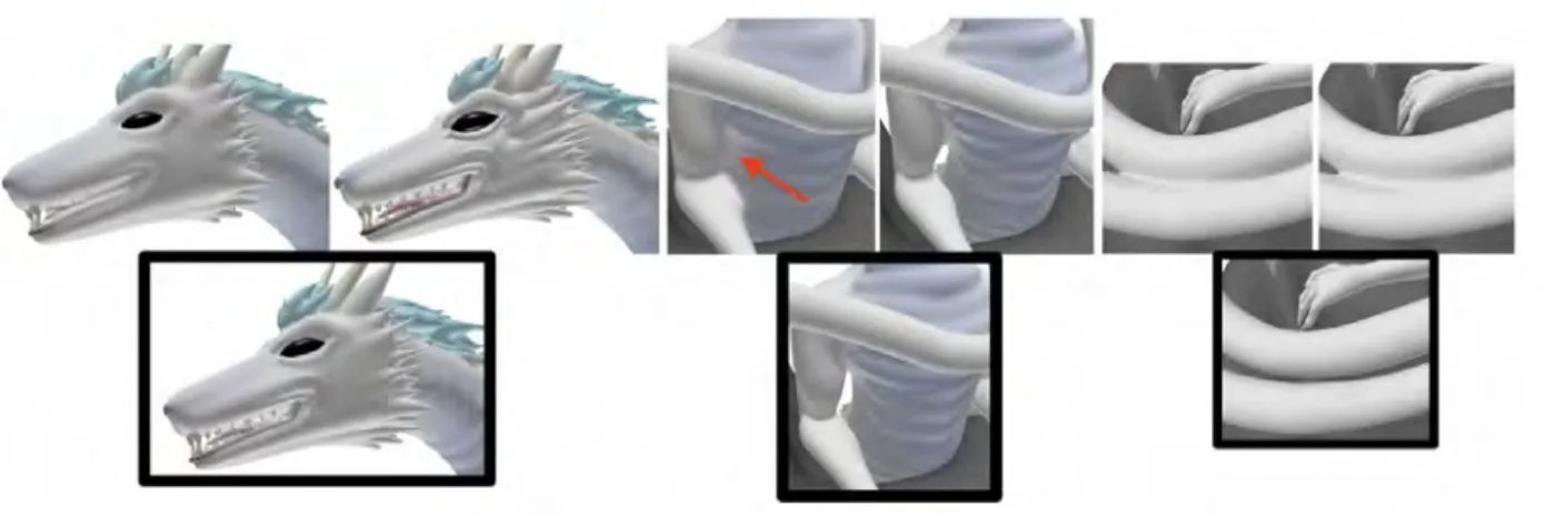 Figure 2.16: Gradient-based warping for SCALIS prevents blend at a distance and topology modification