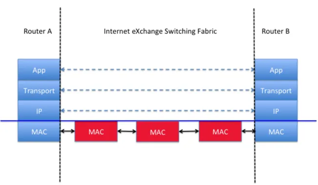 Fig. 2.10: Layer abstraction representation of an ideal layer 2 SDN IXP fabric