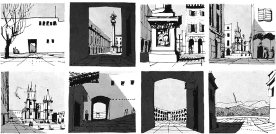 Figure 16 : Séquence de dessins illustrant la vision sérielle d’un observateur  