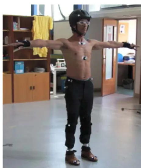 Figure 4.12 – Calibration position and markers in the body of the human dancer