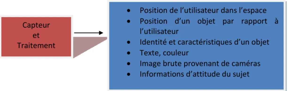Figure 25: Informations qu’il est possible de restituer dans un dispositif de suppléance visuelle 