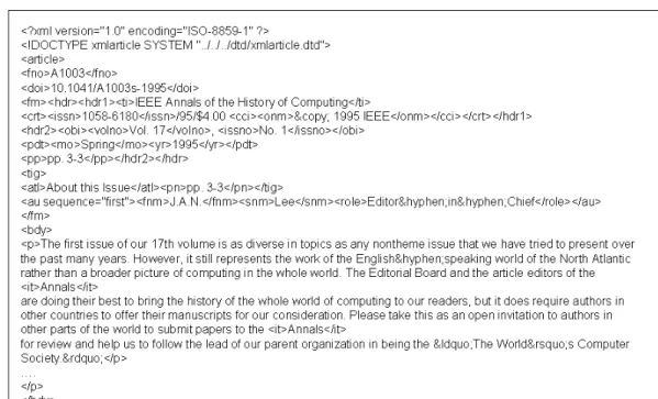 Fig. 1.7 – Exemple d’un article de la collection IEEE au format XML