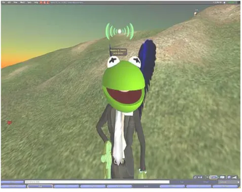 Figure 3: An avatar involved in a voice chat in Second-life. 