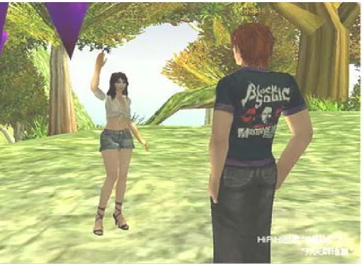 Figure 4: An avatar performing a waving-hand animation in Second-life. 